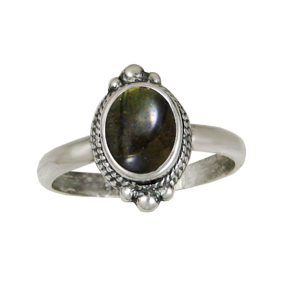 Sterling Silver Gemstone Ring With Spectrolite Size 6